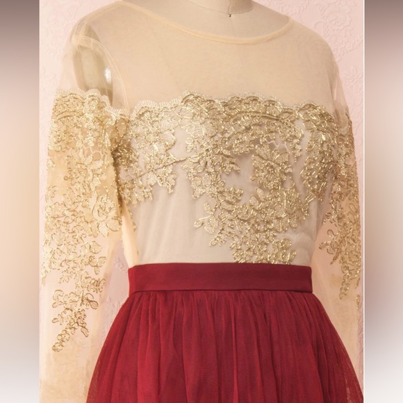 Josiane Burgundy | Tulle A-Line Gown brand new - Picture 4 of 9